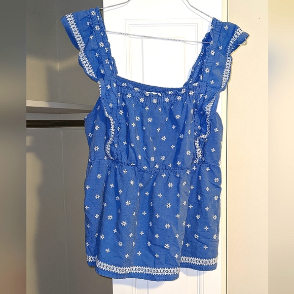 Boho ruffle embroidered Old Navy sleeveless top cottage core ruffles cute - Picture 2 of 12